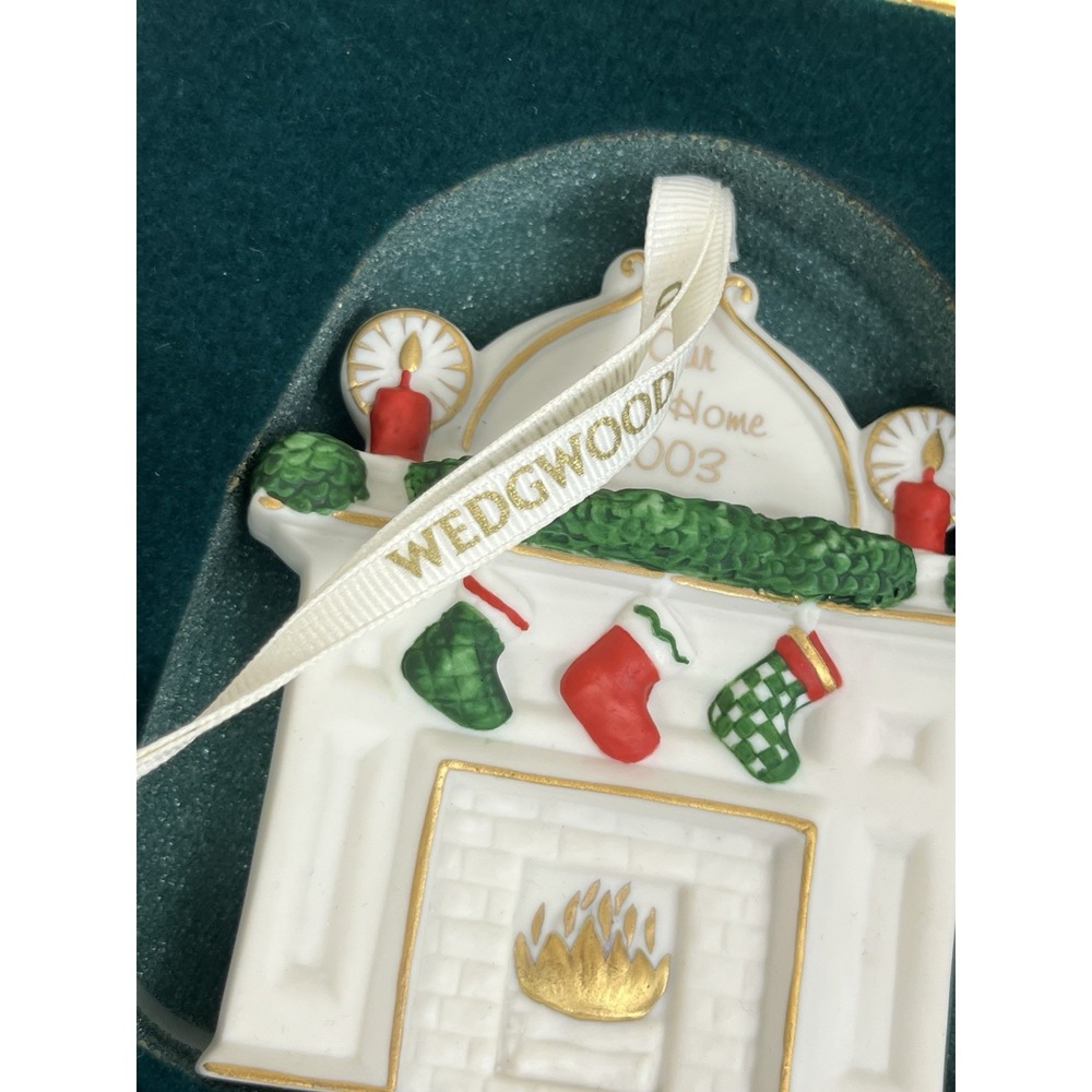 WEDGWOOD Porcelain 2003 Our New Home Christmas Ornament Fireplace NIB - Picture 3 of 11